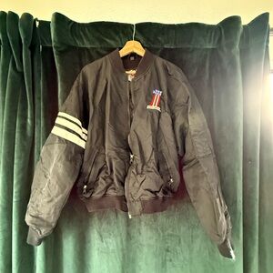 Men's Harley Davidson Black Bomber Jacket with Stripes